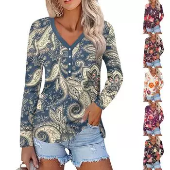 Женская мода повседневная блузка с длинным рукавом и круглым вырезом L