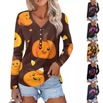 Женская мода повседневная блузка с длинным рукавом и круглым вырезом XXL