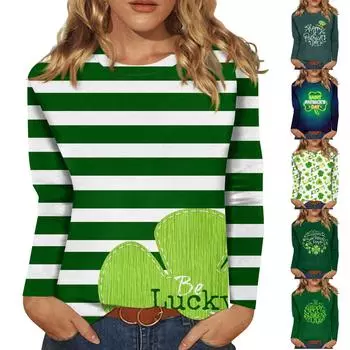 Женская мода, повседневная блузка с длинным рукавом и круглым вырезом, пуловер с принтом XXXXXL