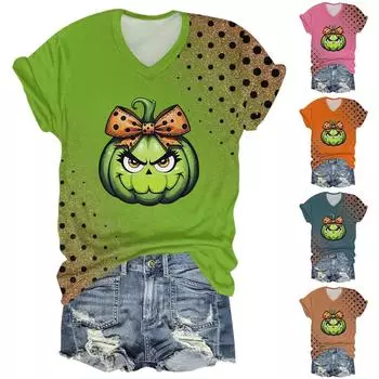 Женская мода повседневная длинная рукава рождественский принтованный топ XXXXL