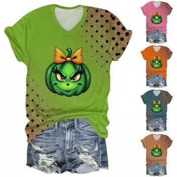 Женская мода повседневная длинная рукава рождественский принтованный топ XXXL