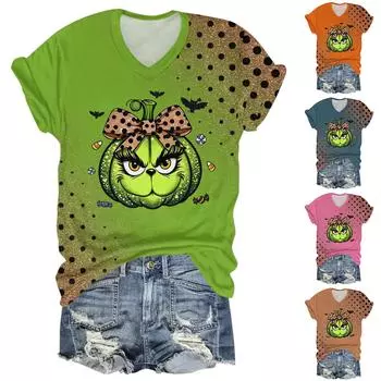 Женская мода повседневная длинная рукава рождественский принтованный топ XL коричневый