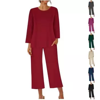 Женская мода, повседневная домашняя одежда, длинные брюки, удобный повседневный комплект с длинными рукавами L бежевый