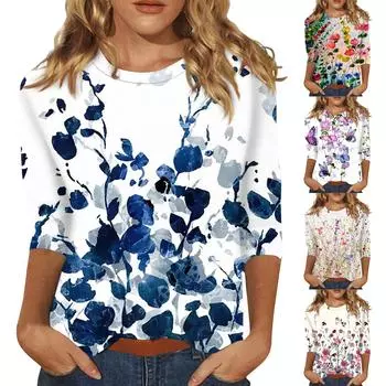 Женская мода повседневная футболка с круглым вырезом и рукавом свободная с принтом женская верхняя одежда ropa mujer top Roupas Femininas XXS