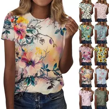 Женская мода повседневная футболка с круглым вырезом и короткими рукавами, топ, футболка, топ L армия зеленый