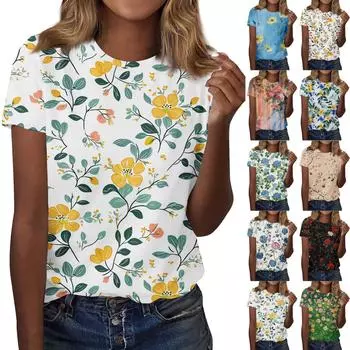 Женская мода повседневная футболка с круглым вырезом и короткими рукавами, топ, футболка, топ L армия зеленый