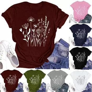 Женская мода повседневная футболка с круглым вырезом и короткими рукавами, топ, футболка, топ L армия зеленый