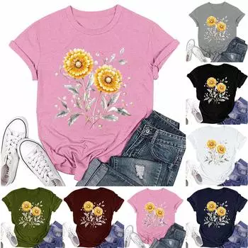 Женская мода повседневная футболка с круглым вырезом и короткими рукавами, топ, футболка, топ L армия зеленый