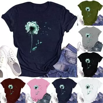 Женская мода повседневная футболка с круглым вырезом и короткими рукавами, топ, футболка, топ L армия зеленый