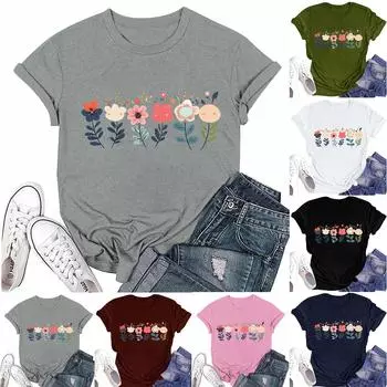 Женская мода повседневная футболка с круглым вырезом и короткими рукавами, топ, футболка, топ L армия зеленый