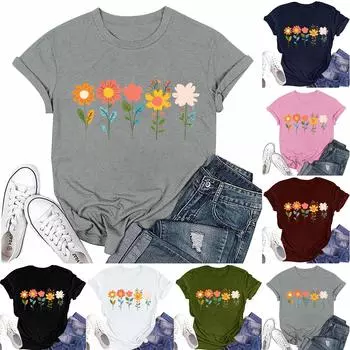 Женская мода повседневная футболка с круглым вырезом и короткими рукавами, топ, футболка, топ L армия зеленый