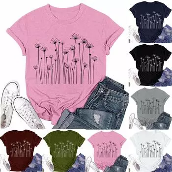 Женская мода повседневная футболка с круглым вырезом и короткими рукавами, топ, футболка, топ L армия зеленый