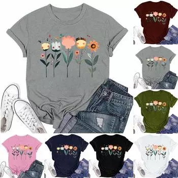 Женская мода повседневная футболка с круглым вырезом и короткими рукавами, топ, футболка, топ L армия зеленый