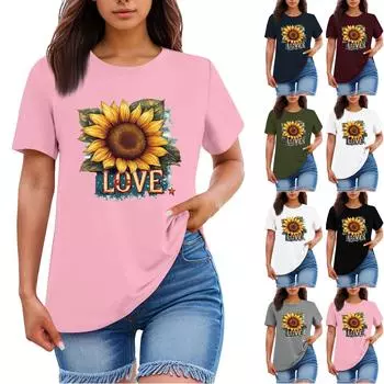 Женская мода повседневная футболка с круглым вырезом и короткими рукавами, топ, футболка, топ XXL