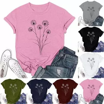 Женская мода повседневная футболка с круглым вырезом и короткими рукавами, топ, футболка, топ L армия зеленый