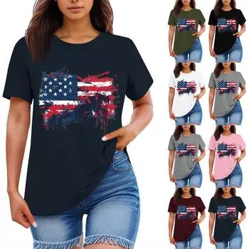 Женская мода повседневная футболка с круглым вырезом и короткими рукавами, топ, футболка, топ L чёрный