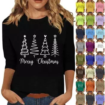 Женская мода повседневная кофта с разрезом на рукаве 3/4 и принтом ко Дню святого Валентина с круглым вырезом L армия зеленый