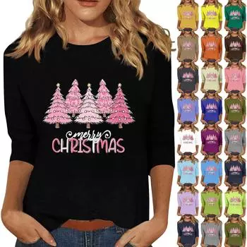 Женская мода повседневная кофта с разрезом на рукаве 3/4 и принтом ко Дню святого Валентина с круглым вырезом L армия зеленый