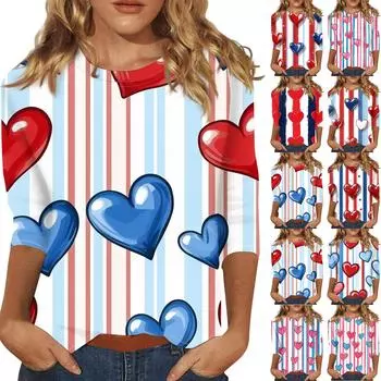 Женская мода повседневная кофта с рукавом три четверти и принтом ко Дню святого Валентина с круглым вырезом на пуговицах XXXL бежевый