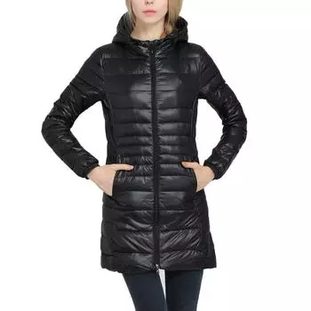 Женская мода повседневная легкая верхняя одежда с капюшоном на молнии пальто пуховики M хаки