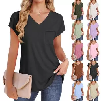 Женская мода повседневная облегающая футболка с рукавами-крылышками и V-образным вырезом L армия зеленый