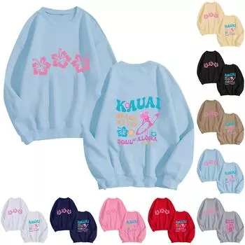 Женская мода повседневная однотонная блузка с длинным рукавом и круглым вырезом L чёрный