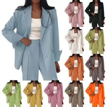 Женская мода повседневная однотонная куртка с длинным рукавом и воротником на пуговицах, темпераментное пальто L чёрный