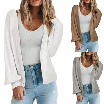 Женская мода повседневная однотонная куртка с лацканами и свободными одинарными пуговицами с длинными рукавами L чёрный