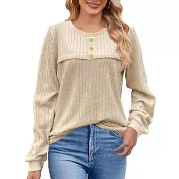 Женская мода повседневная осень-зима однотонные принты с длинным рукавом и U-образным вырезом блузки и рубашки S синий