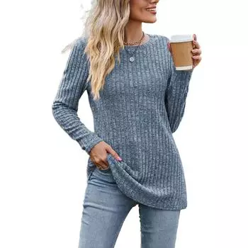 Женская мода повседневная осень-зима с длинным рукавом и U-образным вырезом блузки и рубашки S бордовый