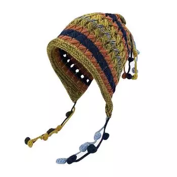 Женская мода повседневная осенне-зимняя вязаная панама красочные полосатые женские шапки жёлтый