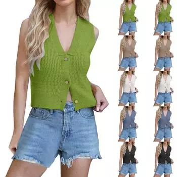 Женская мода повседневная повседневная универсальная текстура облегающий летний жилет топ L армия зеленый