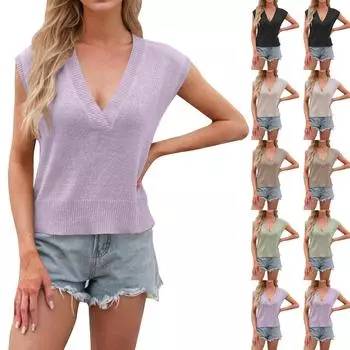 Женская мода повседневная повседневная универсальная текстура облегающий летний жилет топ L чёрный