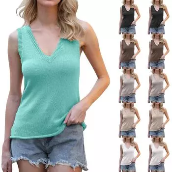 Женская мода повседневная повседневная универсальная текстура облегающий летний жилет топ L чёрный