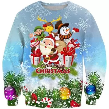 Женская мода повседневная рождественская толстовка с капюшоном с принтом осень-зима свитшоты с длинными рукавами футболка с круглым вырезом женские толстовки с капюшоном женские топы S