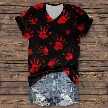 Женская мода повседневная рубашка с рукавом три четверти и принтом букв на Хэллоуин XL