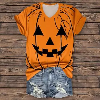 Женская мода повседневная рубашка с рукавом три четверти и принтом букв на Хэллоуин L шафрановый