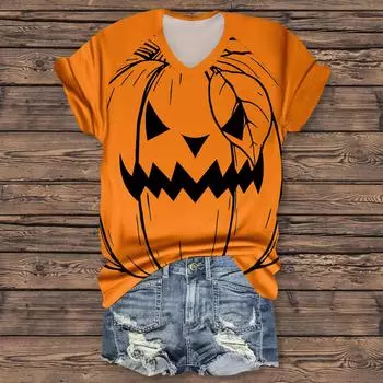 Женская мода повседневная рубашка с рукавом три четверти и принтом букв на Хэллоуин S