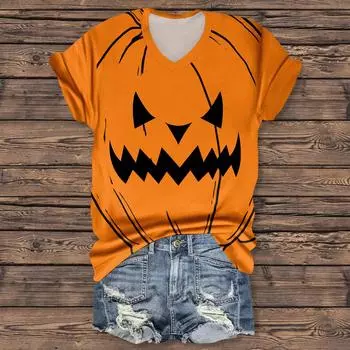 Женская мода повседневная рубашка с рукавом три четверти и принтом букв на Хэллоуин XXL верблюд