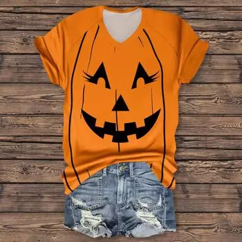 Женская мода повседневная рубашка с рукавом три четверти и принтом букв на Хэллоуин S жёлтый