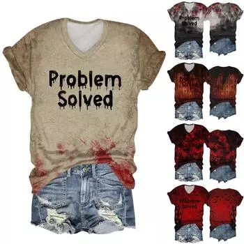 Женская мода повседневная рубашка с рукавом три четверти и принтом букв на Хэллоуин S