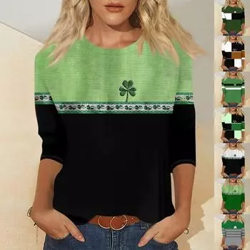 Женская мода повседневная рубашка с семью рукавами. Верхний пуловер с принтом Pa XL