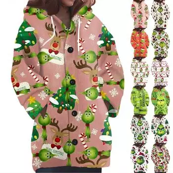 Женская мода повседневная шерстяная вязка с капюшоном и пуговицами с длинным рукавом XXXL коричневый