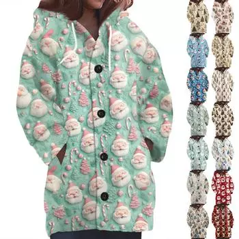 Женская мода повседневная шерстяная вязка с капюшоном и пуговицами с длинным рукавом S синий