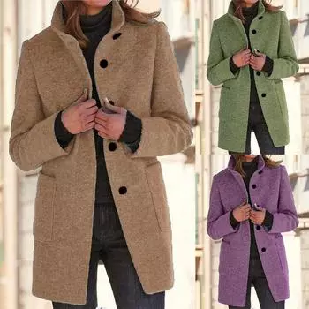 Женская мода повседневная свободная куртка с длинным рукавом женская осенне-зимняя теплая ветровка куртка S синий