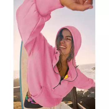 Женская мода, повседневная свободная однотонная толстовка с капюшоном, свободные спортивные топы, пуловер S чёрный