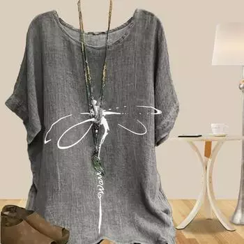 Женская мода повседневная свободная весенняя рубашка женские топы с коротким рукавом с принтом павлина и стрекозы XS зелёный