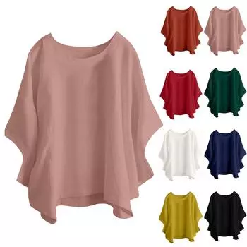 Женская мода, повседневная темпераментная футболка с круглым вырезом и коротким рукавом, однотонная хлопковая футболка из конопли, топ L чёрный