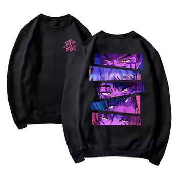 Женская мода повседневная толстовка с длинным рукавом и круглым вырезом с принтом L