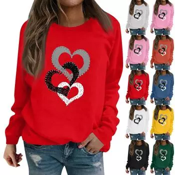 Женская мода повседневная толстовка с длинным рукавом и круглым вырезом с принтом M розовый